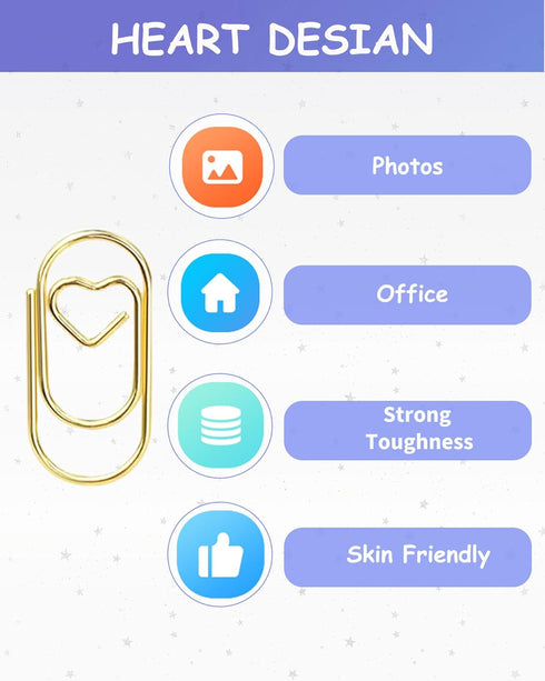 100 Pack Gold Love Heart Shaped Paper Clips, 0.8inch Small Paper Clips for Funny, Small Mini Paperclips Paper Clamps for Office School Home Desk O...