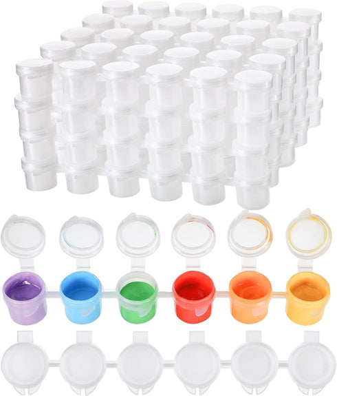 24 Strips 144 Pots Empty Paint Pots Strips Mini Acrylic Paint Storage Container with Lid Painting Arts Crafts Supplies for Classrooms Schools Pain...
