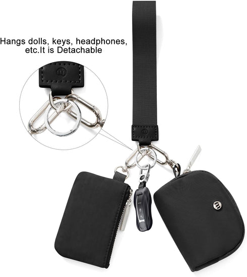 Keychain Wallet Mini Zip Around Wristlet Wallets for Women Detachable Dual Pouch Wristlet Portable Coin Purse Small Wallets...