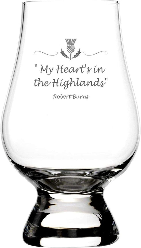Official Glencairn Scottish Whisky Glass Engraved with 'My Heart is in the Highland's' Robert Burns Quote | Made in Scotland...