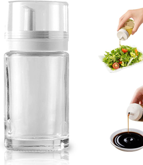 Small Glass Oil and Vinegar Dispenser Bottles - 3.4oz - Leakproof, Perfect for Kitchen Use...