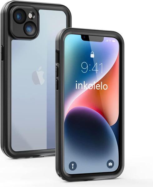 inkolelo Compatible with iPhone 14 Plus Waterproof Case, Built-in Screen Full-Body Protector with Floating Strap IP68 Waterproof Case for iPhone 1...