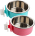 2 Pack Pet Food Water Bowl Plastic Basin and Stainless Steel Basin Combo Mountable Food Basin Dish for Rabbit Chinchilla Hamster Bird and Other Pe...
