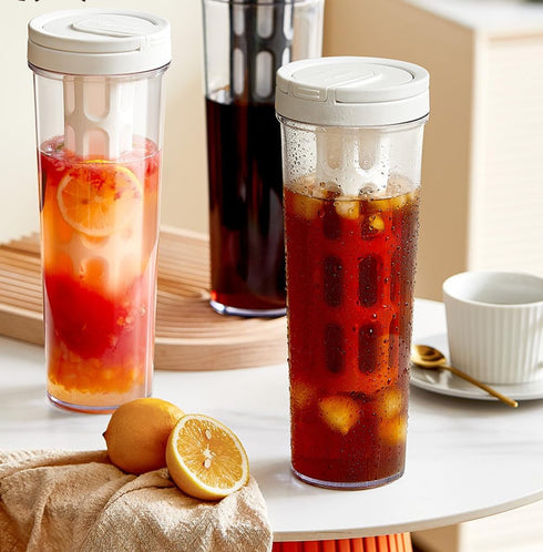 34oz Cold Brew Coffee Maker with Mesh Filter, Portable Cold Brew Cup for Tea Coffee (White)...