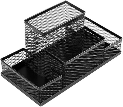 Students Office Desk Mesh Style 4 Compartments Metal Pen Holder Office Desk Organizers...