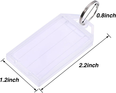 TecUnite 50 Pack White Plastic Key Tags with Split Ring Holder Label Window Luggage Label Tags Key Ring Keychain...