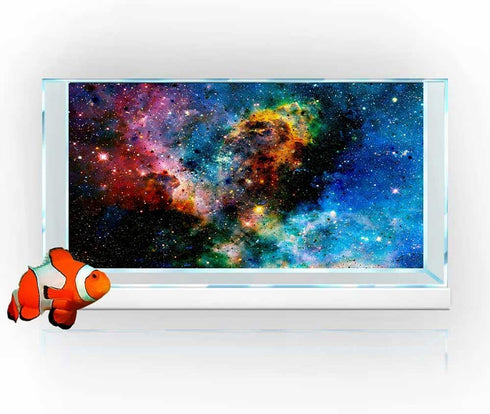 Starry Sky Aquarium Background, Space Galaxy Star Planet Reptile Habitat Background Fish Tank Background Cloth, 36X18 inches Polyester Terrarium B...