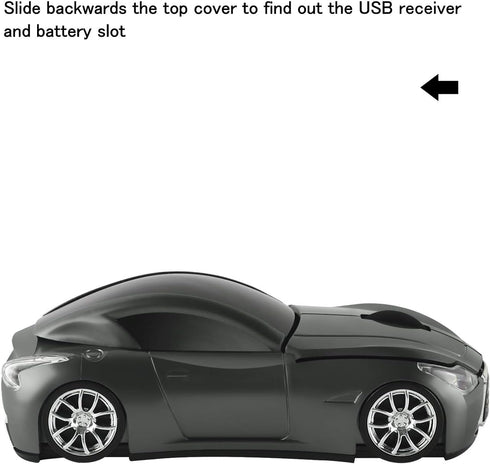 elec Space Cool Sport Car Shape 2.4GHz Wireless Mouse Optical Cordless Mice with USB Receiver for PC Laptop Computer 1600DPI 3 Buttons...