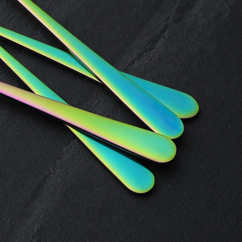 IQCWOOD Long Handle Iced Tea Spoons, Coffee Stirrers, 9-Inch Coffee Spoons, Rainbow Stainless Steel Ice Tea Spoons Stirrers Spoons Ice Cream Spoon...