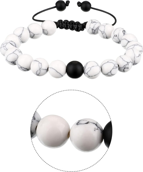 BBTO Howlite Bracelet Black Matte Agate Bracelet Couples Bracelet Distance Bracelet Energy Beads Bracelet for Valentine's Day Present...