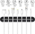 Black Cable Holder Clips, 5-Pack Cable Management Cord Organizer Clips Silicone Self Adhesive for Desktop USB Charging Cable Nightstand Power Cord...