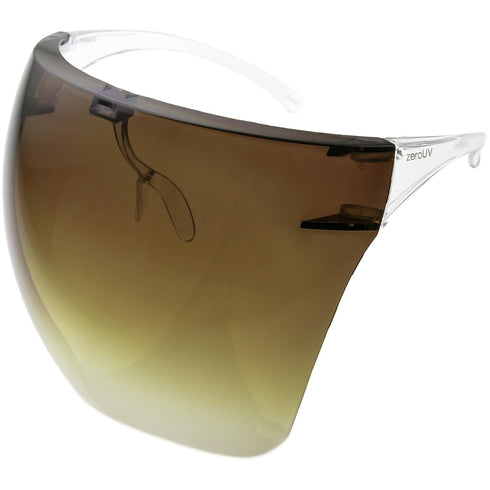 zeroUV - Protective Face Shield Full Cover Visor Glasses/Sunglasses (Anti-Fog/Blue Light Filter) (Brown AP)...
