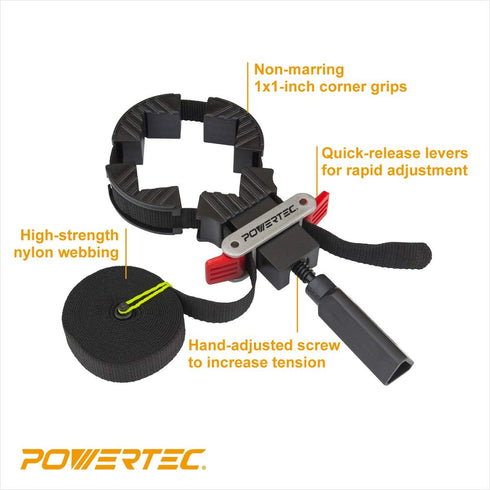 POWERTEC 71017 Quick Release Band Clamp | Woodworking Frame Clamping Strap Holder...