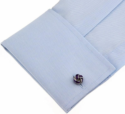 Knot Purple Pair Cufflinks in a Presentation Gift Box & Polishing Cloth...