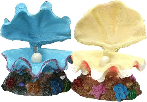 LUOZZY 2Pcs Pearl Scallop Ornaments Fish Tank Bubbler Decorations Underwater Aquarium Resin Craft Decors...