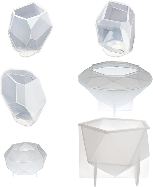 Large Multi-Faceted Gem Stone Resin Epoxy Mold for Jewelry Soap, Ice Making, Gemstone Isomalt Baking, Cabochon Candle Craft Projects 6-Pack...