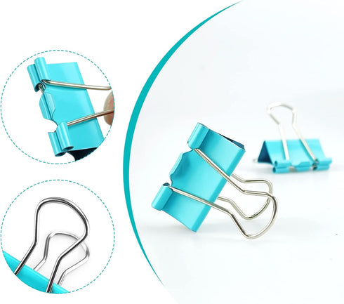 Binder Clips, 48pcs 1.25inch Colorful Tempered Steel Medium Binder Clips Paper Clamps Clips Office Supplies for Office, Home, School...