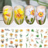 12 Sheets Lily Flowers Nail Stickers Water Transfer Decals Slider Nail Art Decorations White Flower Green Leaf Geometric Line Sliders Spring Flora...