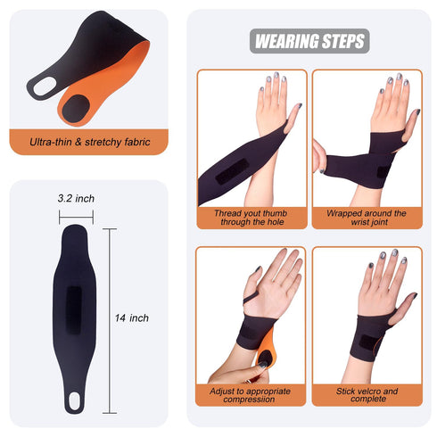 Ultra-Thin Wrist Brace Support for Carpal Tunnel, Pain Relief, Arthritis, Tendonitis, Elastic Wrist Wraps Right and Left Hands - Compression and S...