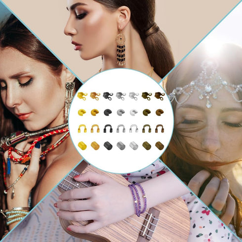 2100 Pieces Brass Tube Crimp Beads and Bead Crimping Pliers findTop Knot Covers, Crimp Bead Covers, Crimp Tubes and Wire Guardians with Crimping P...