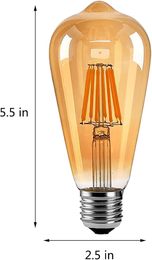 ST64 Light Bulbs 8W Dimmable Vintage LED Edison Bulbs ST64 Antique LED Filament Bulbs 80 Watt Equivalent Warm White 2300K E26 Base Retro Vintage B...