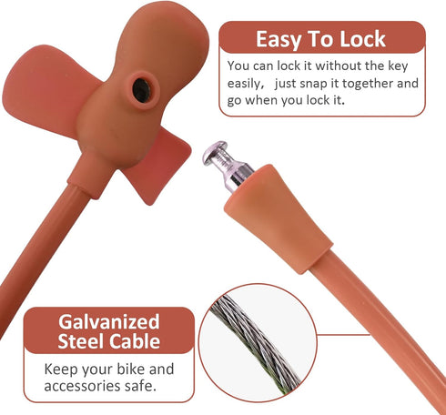 Bike Cable Lock,Cable Lock with Keys,Silicone Covered Bike Lock Kids Cable Lock Cartoon Lock,2 Feet Lock for Bike,Door,Skateboard,Helmet and More ...