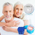 2 Pack Denture Bath Case Cup Box Holder Storage Container with Denture Cleaner Brush Strainer Basket for Travel Cleaning (Light Blue and Blue)...