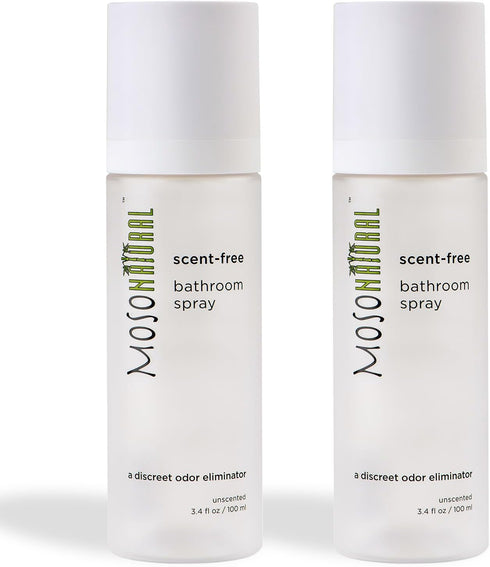 Moso Natural Scent-Free Bathroom Spray (2 Pack) A Discreet Odor Eliminator and Toilet Spray. Unscented. (3.4 oz Per Bottle)...