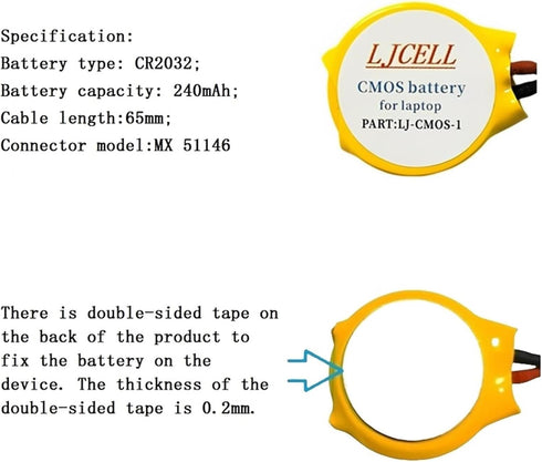 CMOS Battery for Dell Alienware Alpha R1 Steam Machine i5 i7 Desktop,Fix Yellow Light BIOS RTC CR2032 Battery with 2 Wire Cable and Connector...