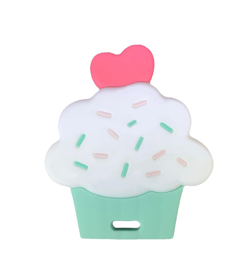 Cupcake Baby Teether - Infant Teether with Easy-to-Hold Design and Textured Back Side to Massage and Soothe Sore, Swollen Gums...