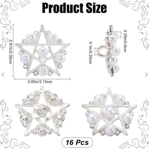 GORGECRAFT 16Pcs Rhinestone Star Buttons Flower&Star Shaped Crystal Buttons Silver Alloy Shank Button Replacement Decorative Buttons for Crafts Sw...