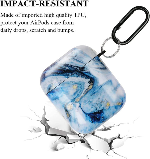 Marble Soft Earphone Case Compatible with AirPods Cover, Full Protective Soft TPU AirPods Cover Compatible with AirPods 1&2 Wireless and Wired Cha...