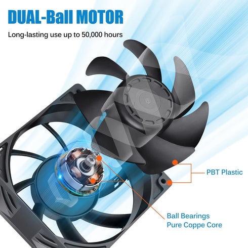 GDSTIME 120mm x 38mm 12V DC Waterproof IP67 Fan High CFM Dual Ball Bearing 2Pin for DIY Cooling Ventilation Exhaust Projects...