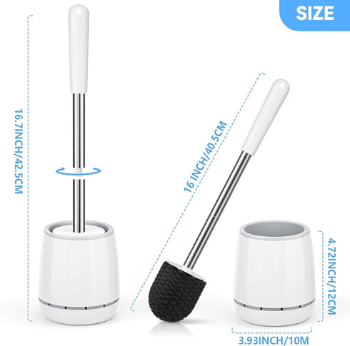 Toilet Brush, Toilet Brush and Holder with 304 Stainless Steel Handle, Space Saving Toilet Bowl Brush for Storage, Durable Bristles Toilet Scrubbe...
