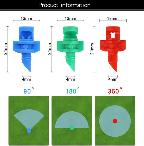 150pcs 90/180/360 Degree Polyethylene (PE) Micro Sprayer Refraction Automizing Sprinkler Nozzle Irrigation System Garden Lawn Plant Irrigation Wat...