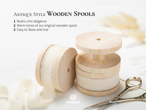 Vitalizart 3 Rolls Handmade Fringe Natural Cotton Ribbon 5/8" x 21Yd Cream White Eco-Friendly Ribbons for Wedding Invites Bridal Bouquets Gift Wra...