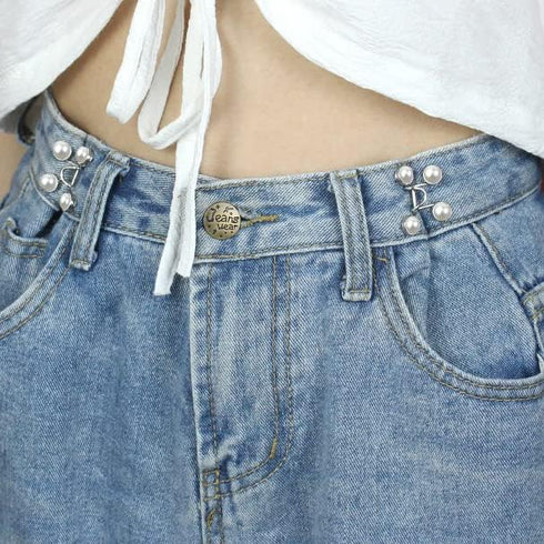 Jean Button Pins, Adjustable Jean Button, Detachable Jean Button Pin, No Sewing Required, Perfect Fit Instant Jean Button.(White Pearl)...