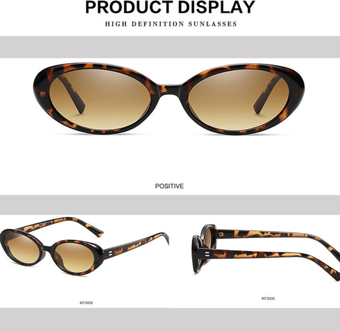 Vintage Small Oval Sunglasses for Women Men 90s Sunglasses Narrow Eyeglasses UV400 Protection 2 Pack...