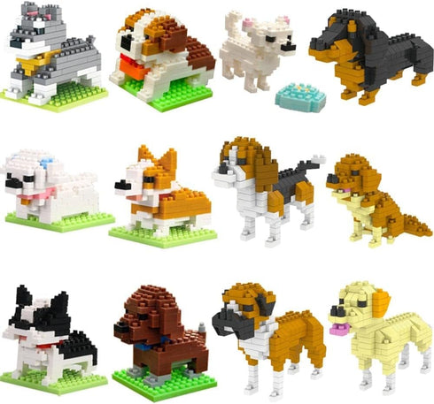 12 Packs Mini Animals Dog Building Blocks Sets Toys Party Favors for Kids,STEM Educational Brick Kits,Goodie Bags, Classroom Prizes, Birthday Vale...