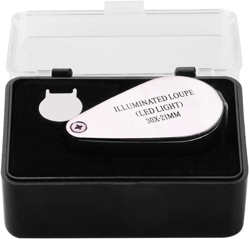 Beileshi Jewelers Loupe 30x,with 2 LED Light,Loupe Magnifier Metal Construction and Optical Glass with a Carrying Case...