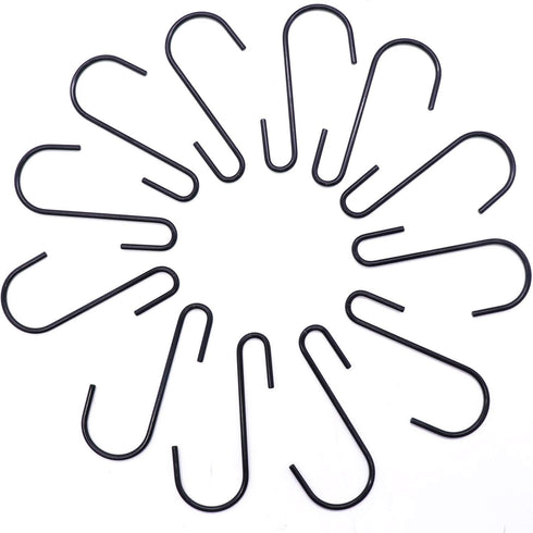 18 Pack ESFUN 4 inch Heavy Duty S Hooks Black Pan Pot Holder Rack Hooks S Shaped Hooks Hangers for Oval Ceiling Pot Rack Hanging Kitchenware Spoon...