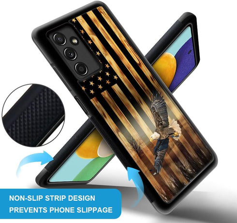 DAIZAG Case Compatible with Samsung Galaxy A13 5G Case,Flying Eagle American Wood Grain Flag for Man Woman,All-Round Protection Shockproof Anti-Sc...