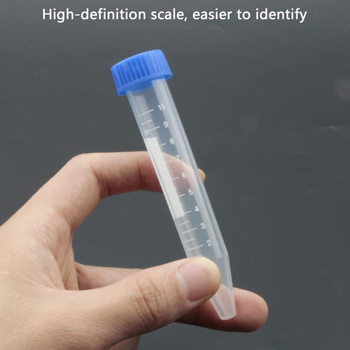 10ml Centrifuge Tube Conical Bottom Blue Screw Cap with Clear Graduation and Writing Area, Pack of 20...