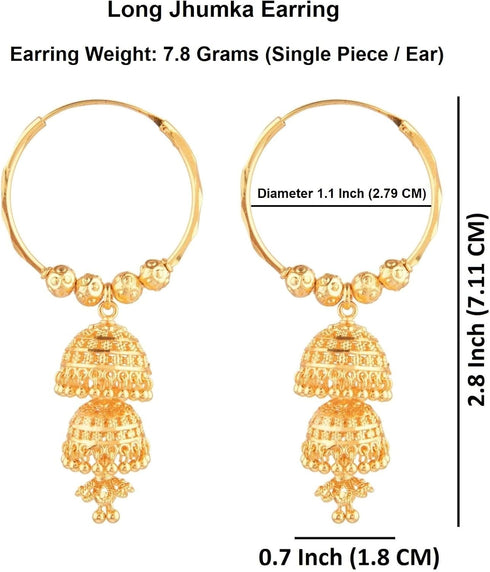 Efulgenz Indian Earrings for Women Indian Hoop Earrings Indian Jhumka Earrings Set Indian Jewelry Traditional Gold Tone Hoop Jhumka Jhumki Dangle ...