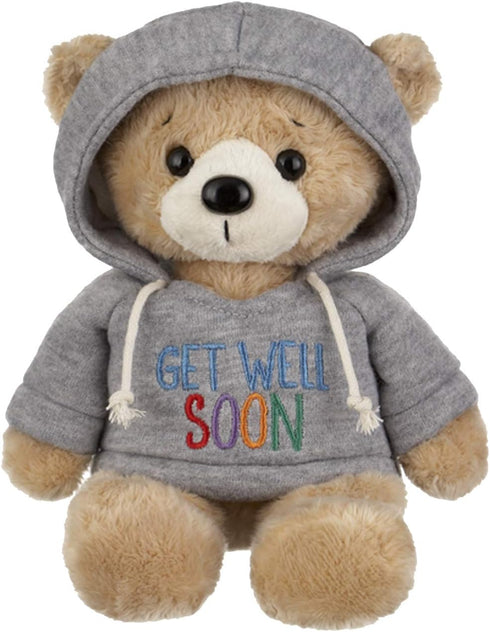 Ganz 9 Get Well Teddy Bear with Gray Hoodie Stuffed Animal for Comfort and Love...