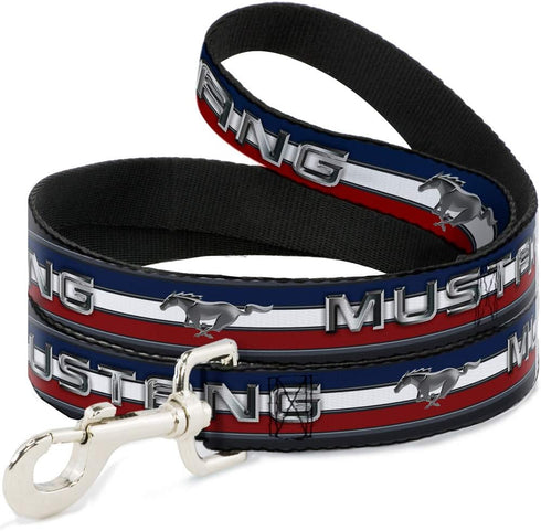 Buckle-Down Pet Leash - Mustang/Text w/Tri-Bar Stripe - 4 Feet Long - 1.5" Wide...