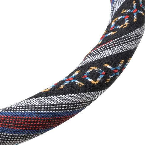Woven Boho Bohemian Hippie Saddle Blanket Style Steering Wheel Cover for Women - Fits Most Standard Wheel Sizes 14.5 - 15 inch Woven Style - Aztec...