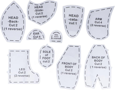 10Pcs Memory Bear Template Ruler Set, Acrylic Bear Template Set, Acrylic Quilting Template for Sewing Craft, Memory Bear Sewing Pattern Gifts for ...