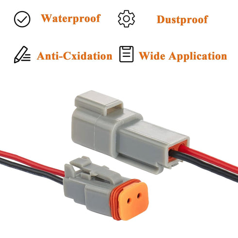 HYAT 14 AWG 2 Pin DT Connector Waterproof Automotive Electrical Connector, Male and Female Way Auto Electrical Wire Connectors Harness for Car Tru...