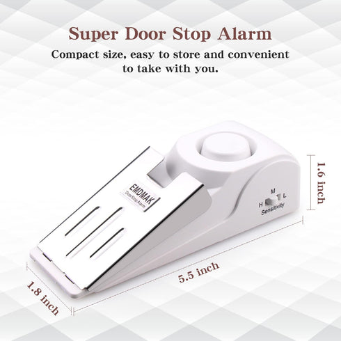 EMDMAK Door Stop Alarm with 120DB Siren Door Stop for Home & Travel (White) (Pack of 2)...